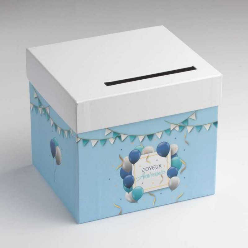 Urne Anniversaire Bleu et Blanc - Boîte et emballages pour chocolats  aniversaires