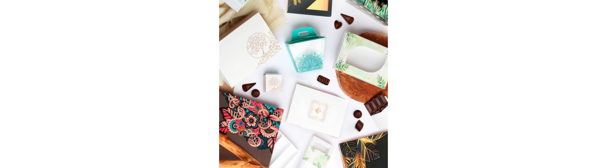 Boites et pochettes de luxe pour chocolats pour Collections imprimées